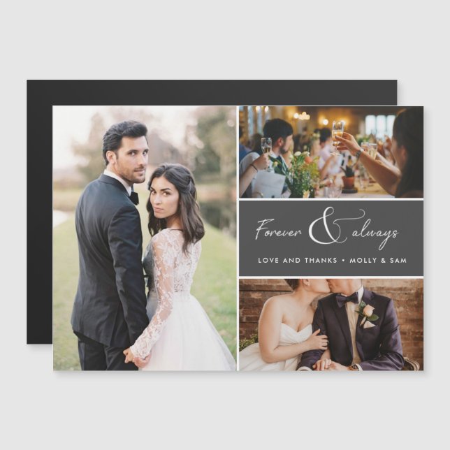 Carte Magnétique Toujours 3 Mariage photo Merci (Devant / Derrière)