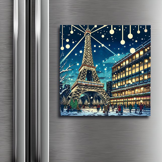 Carte Magnétique Tour Eiffel à Paris, France à l'heure de Noël (Créateur téléchargé)