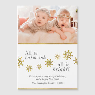 Carte Magnétique Tout Est Calme  Élégante photo de Noël
