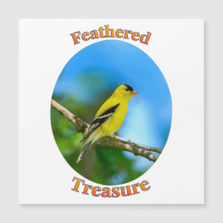 Carte Magnétique Trésor emplumé - Chardonneret jaune américain 