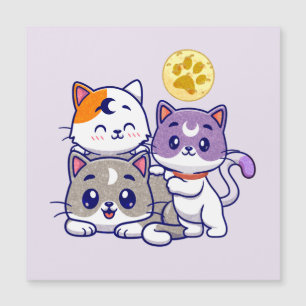 Carte Magnétique Trio adorable - Trois chats mignons