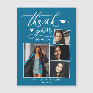 Carte Magnétique Turquoise moderne 4 Merci de graduation photo