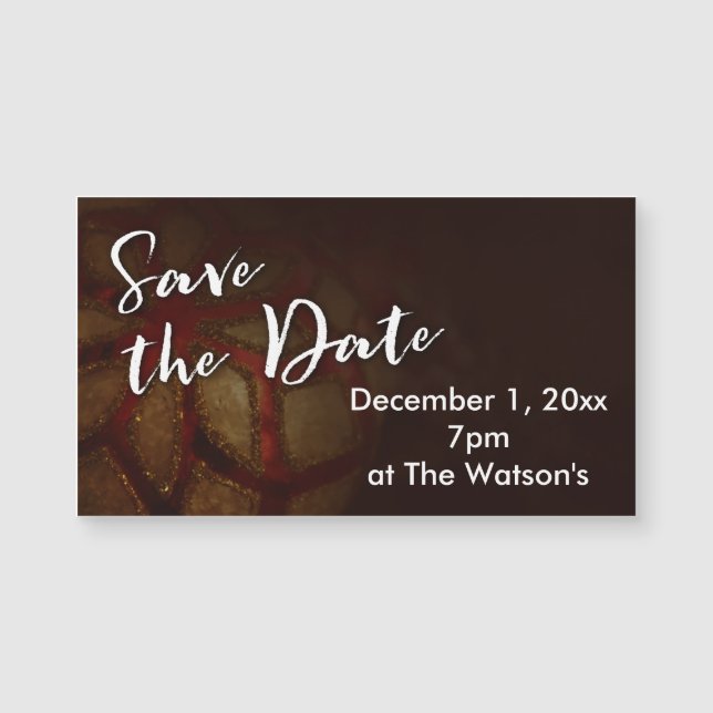 Carte Magnétique Typographie "Save the Date" avec Red & Gold Photo (Devant)