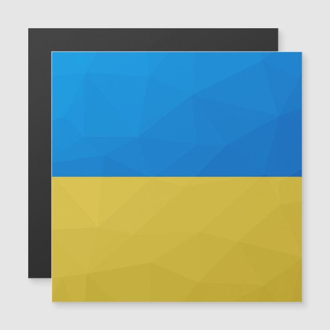 Carte Magnétique Ukraine drapeau bleu jaune motif maillage géométri (Devant / Derrière)