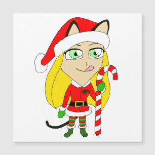 Carte Magnétique un catgirl chibi de Noël