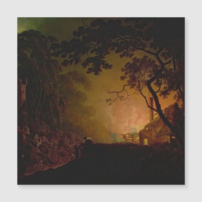 Carte Magnétique Un chalet en feu la nuit Joseph Wright de Derby (Devant)