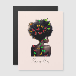 Carte Magnétique Une femme afro-américaine avec un Afro rempli de p