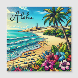 Carte Magnétique Vacances Aloha Océan Tropical