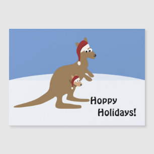 Carte Magnétique Vacances Hoppy Noël Kangaroo et Joey