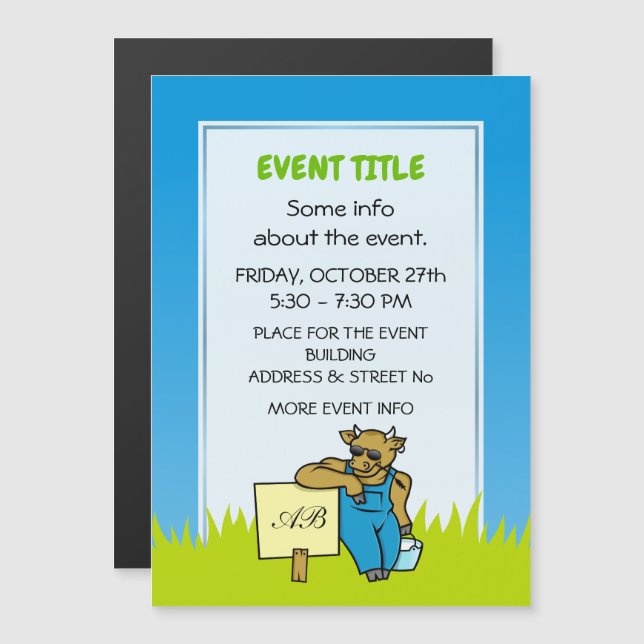 Carte Magnétique Vache avec signe (Devant / Derrière)