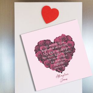 Carte Magnétique Valentines Coeur moderne Rose Citation romantique 