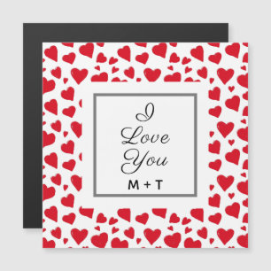 Carte Magnétique Valentines Jour Je t'aime Coeurs rouges Personnali
