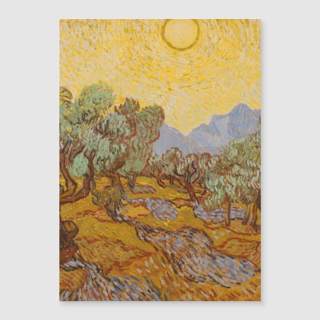 Carte Magnétique Van Gogh Olive Trees Soleil Jaune Ciel (Devant)