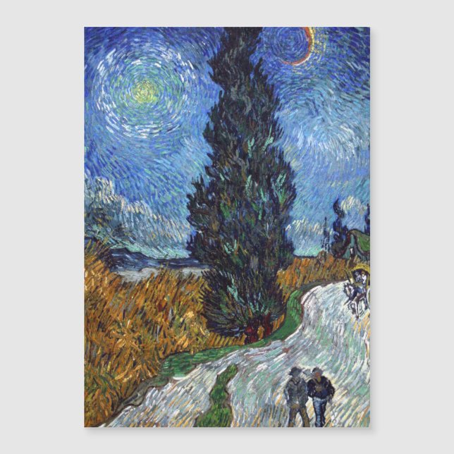 Carte Magnétique Van Gogh Road Avec Cyprès Impressionnisme (Devant)