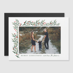 Carte Magnétique Végétation d'hiver Photo blanche Noël