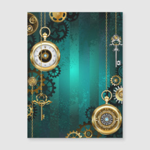 Carte Magnétique Veille bijoux Steampunk sur un Arrière - plan vert
