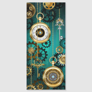 Carte Magnétique Veille bijoux Steampunk sur un Arrière - plan vert