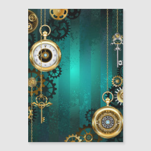 Carte Magnétique Veille bijoux Steampunk sur un Arrière - plan vert