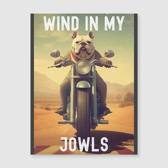 Carte Magnétique Vent dans mes griffes : Un Bulldog à cheval sur un (Devant)