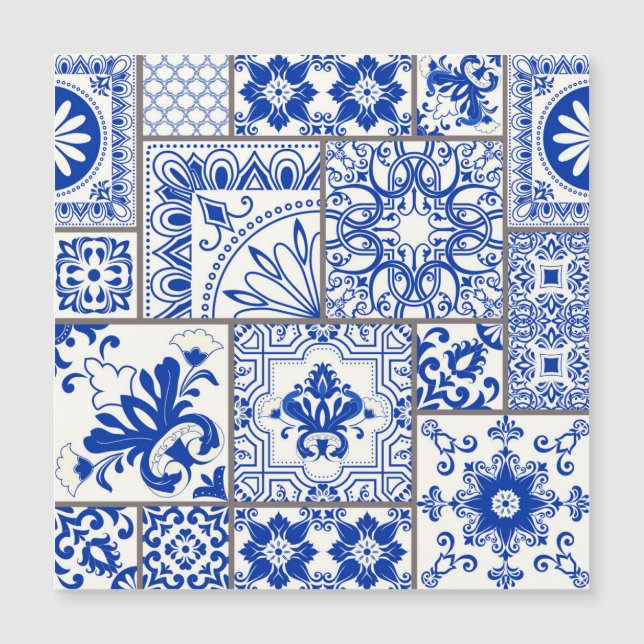 Carte Magnétique Victorian Majolica : Patchwork Tile Motif. (Devant)