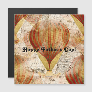 Carte Magnétique Victorian Steampunk Collage of Hot Air Balloons