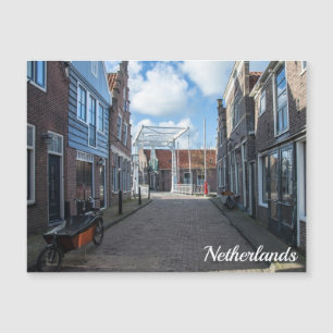 Carte Magnétique Village néerlandais avec pont traditionnel en bois