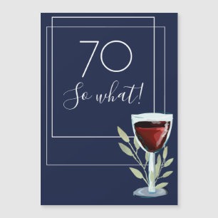 Carte Magnétique Vin bleu marine Aquarelle 70e Anniversaire