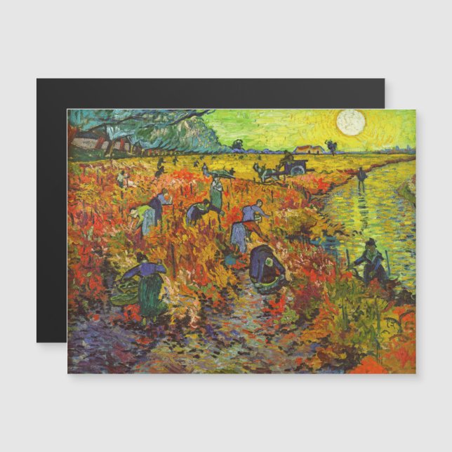 Carte Magnétique Vincent van Gogh - Le vignoble rouge (Devant / Derrière)