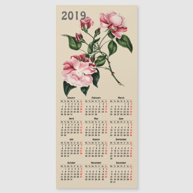 Carte Magnétique vintage calendrier 2019 (Devant)