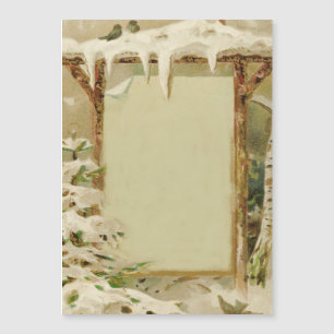 Carte Magnétique Vintage hiver Yard Scene ajouter du texte