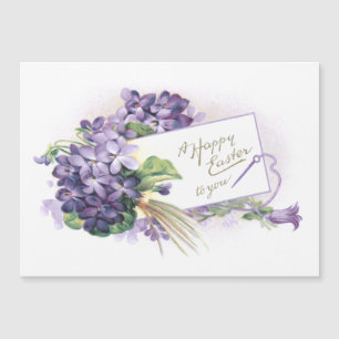 Carte Magnétique Vintage Joyeux Violets de Pâques
