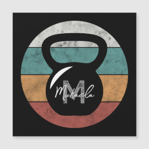 Carte Magnétique Vintage kettlebell personnalisé nom monographique 