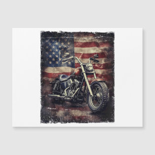 Carte Magnétique Vintage Motorcycle USA Drapeau Retro Biker América