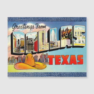 Carte magnétique Vintage voyage Dallas Texas