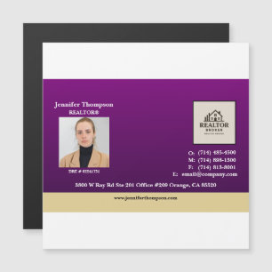 Carte Magnétique Violet royal avec aimant à accents or