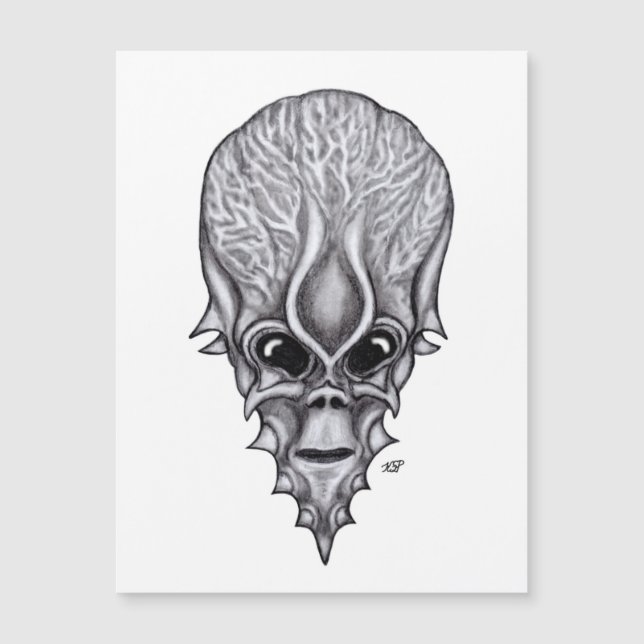 Carte Magnétique Visage Alien, Reconstruction faciale du crâne afri (Devant)