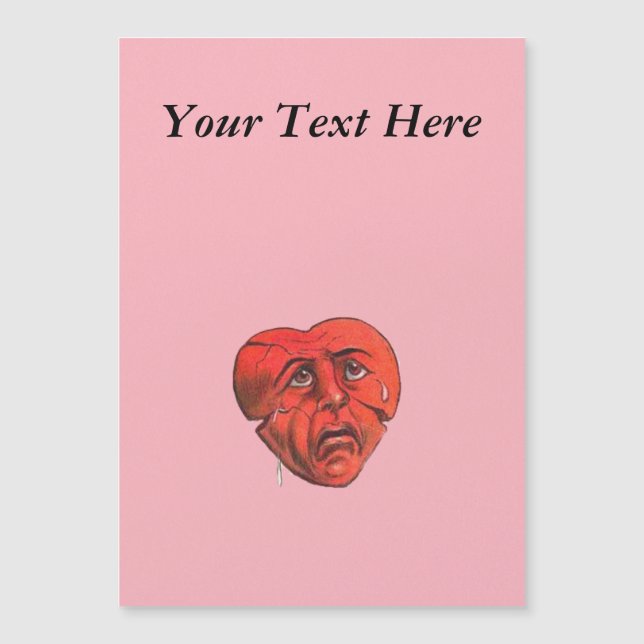 Carte Magnétique Visage de cœur rouge pleurant triste (Devant)