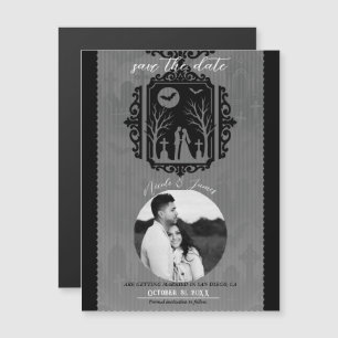 Carte Magnétique Voeux de cimetière Noir & Gris Gothique Enregistre