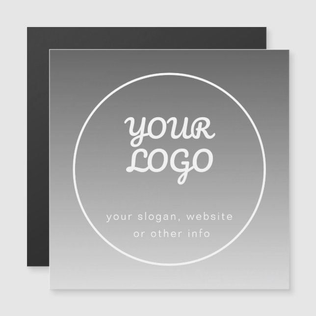 Carte Magnétique Votre logo et votre texte modifiable | Ombre gris  (Devant / Derrière)