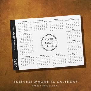 Carte Magnétique Votre logo ici 2025 blanc Calendrier magnétique