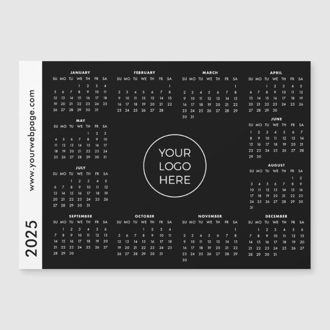 Carte Magnétique Votre logo ici Black 2025 Calendrier magnétique (Devant)