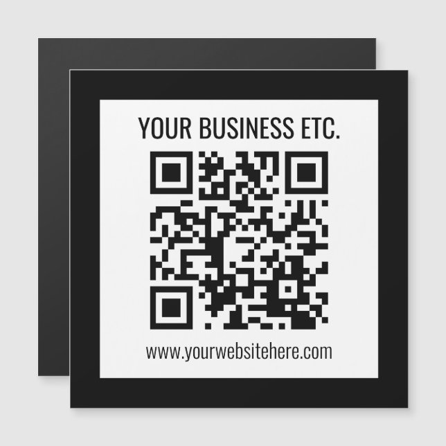 Carte Magnétique Votre nom d'entreprise et votre code QR modifié (Devant / Derrière)