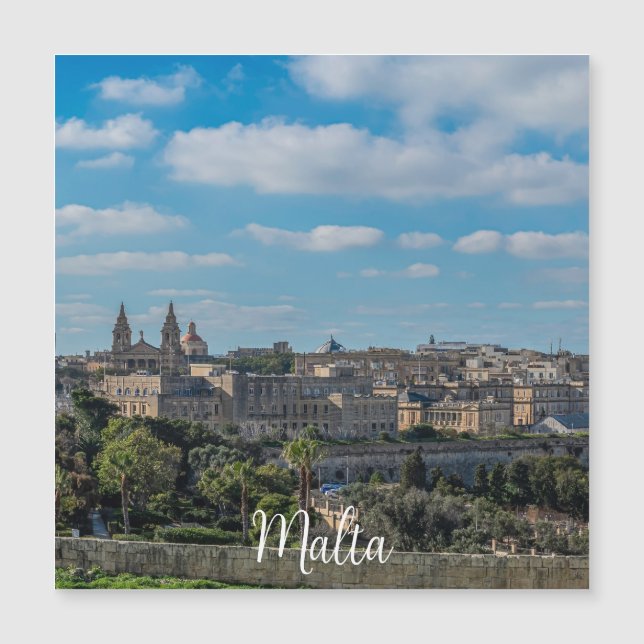 Carte Magnétique Vue panoramique sur la vieille ville de La Valette (Devant)