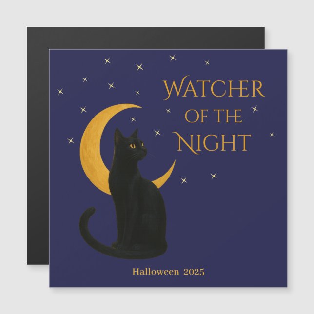 Carte Magnétique Watcher of the Night - Halloween Black Cat aimant (Devant / Derrière)