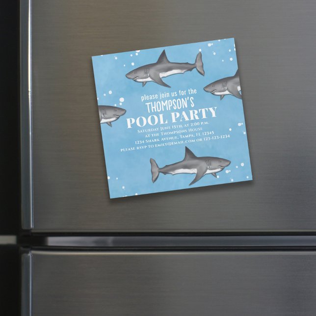 Carte Magnétique Whimsical Pool Party Requins Bleu Océan magnétique (Créateur téléchargé)