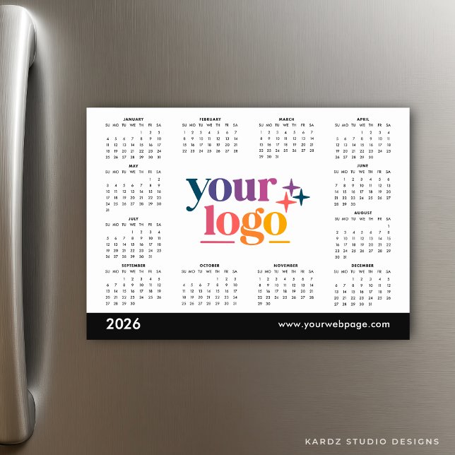 Carte Magnétique White 2026 Business Your Logo Calendar (Calendar shown in 5 x 7 inches)