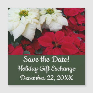 Carte Magnétique White and Red Poinsettias