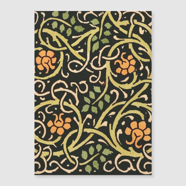 Carte Magnétique William Morris Black Floral Art (Devant)