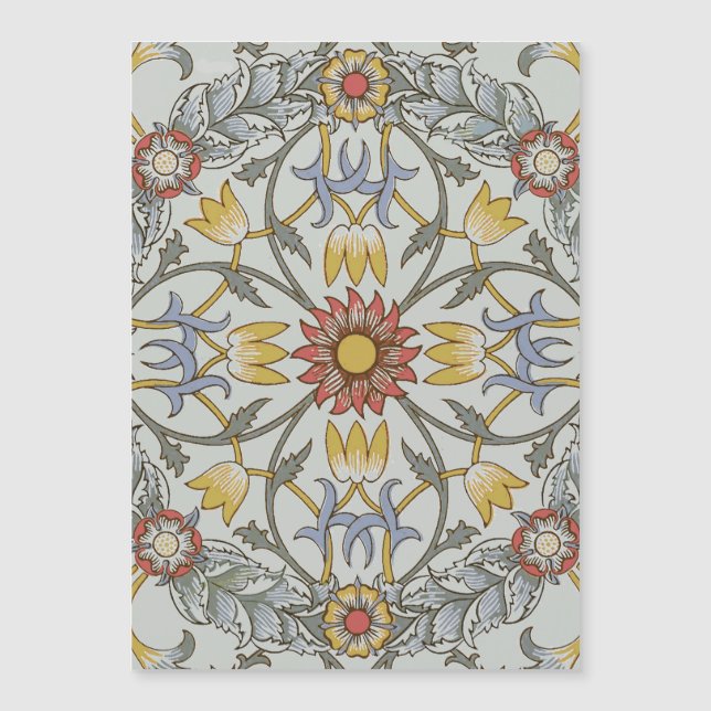 Carte Magnétique William Morris Floral Circle Flower Illustration (Devant)