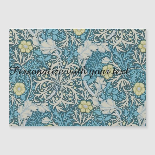 Carte Magnétique William Morris, motif Art nouveau, algues, bleu, f (Devant)